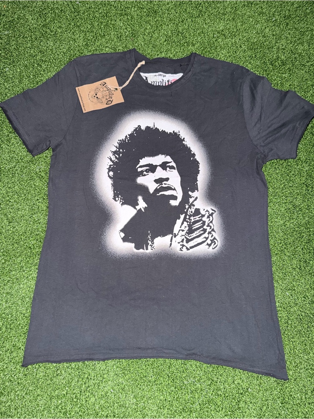 NWT Amplified Jimi Hendrix Stencil Portrait Graphic Tee XL Charcoal Gray